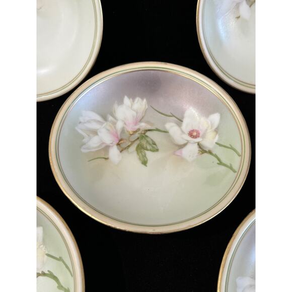 (5) RS Reinhold Schlegelmilch Germany hand painted floral bowls gold rim 5" - Picture 3 of 8